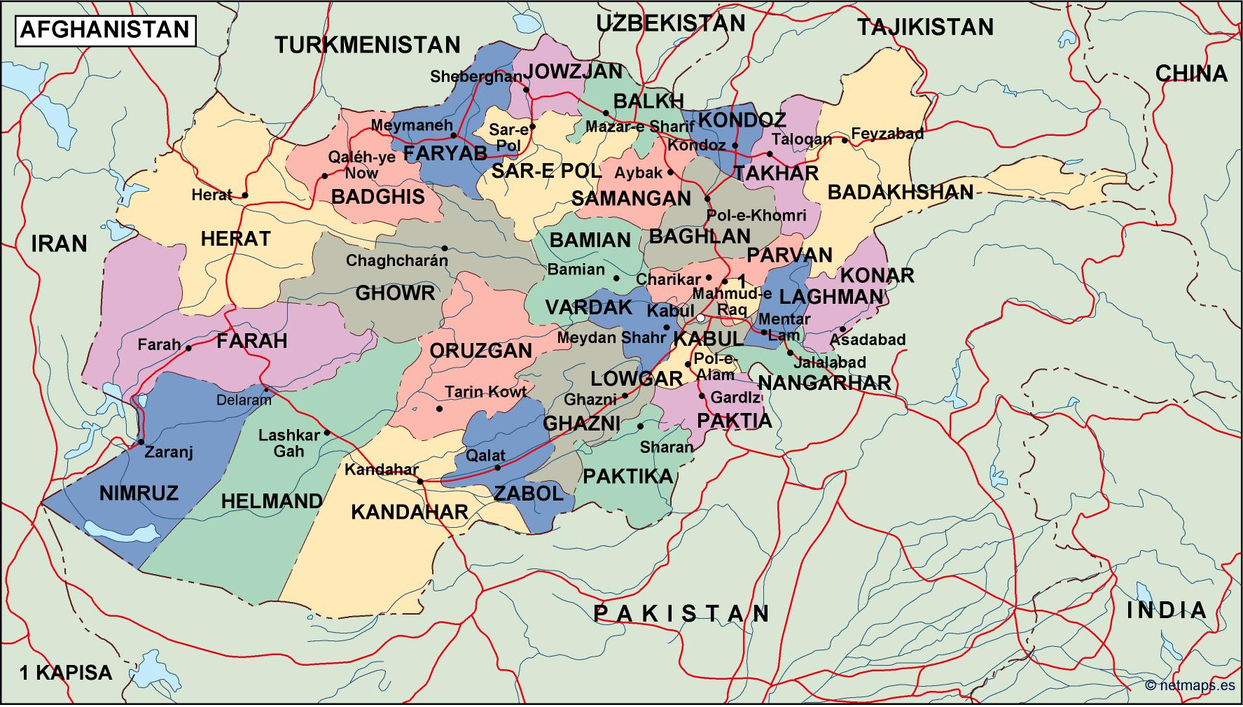 Afghanistan political eps map vector