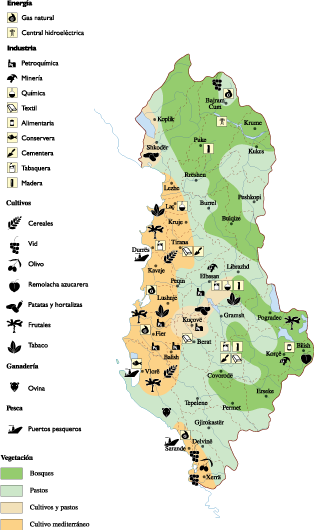 Albania Economic eps map vector