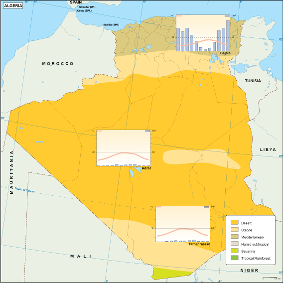 Algeria climate eps map vector