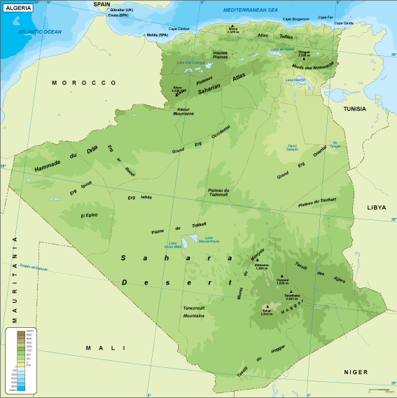Algeria physical eps map vector
