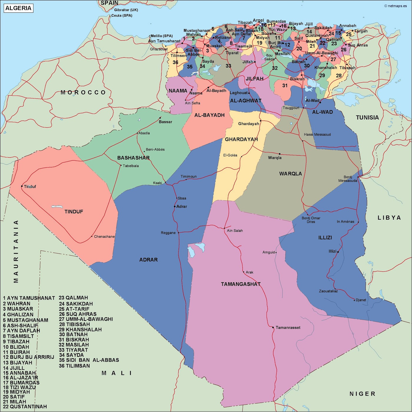 Algeria political eps map vector