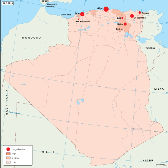 Algeria population eps map vector