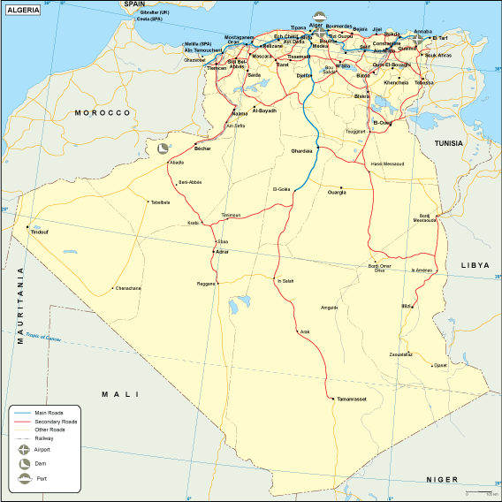 Algeria transportation eps map vector