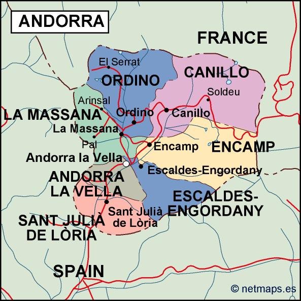 Andorra political eps map vector