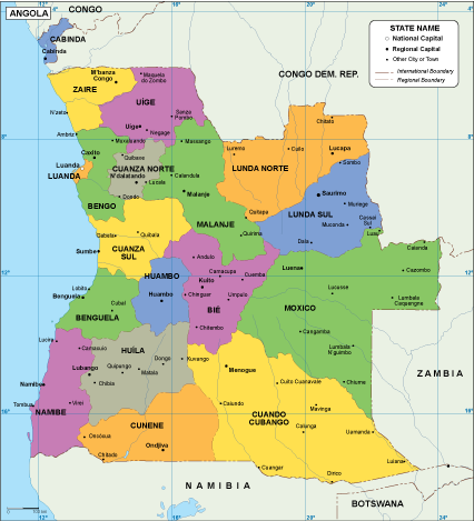Angola EPS map vector