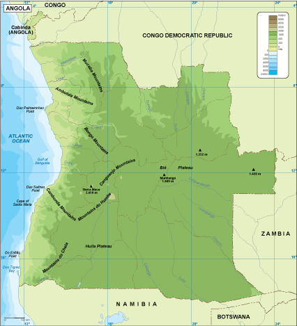 Angola physical eps map vector