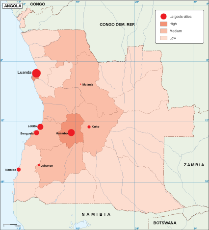 Angola population eps map vector