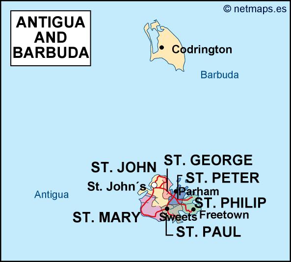 Antigua and barbuda political eps map vector