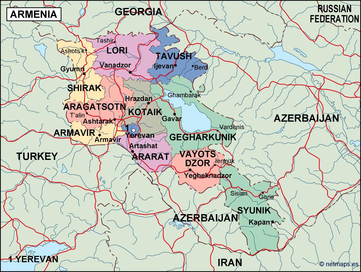 Armenia political eps map vector