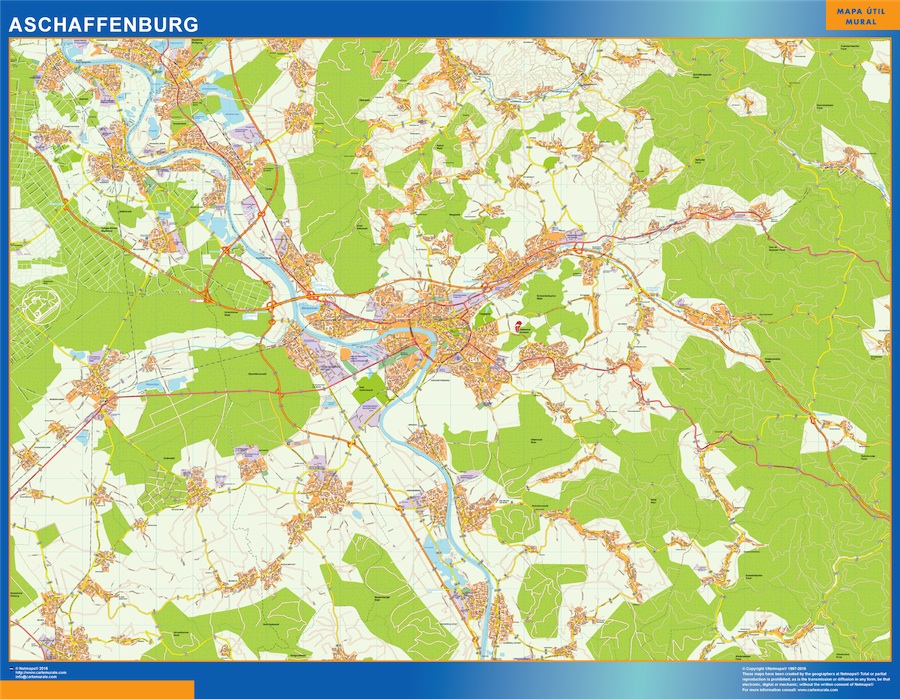 Aschaffenburg karte illustrator eps