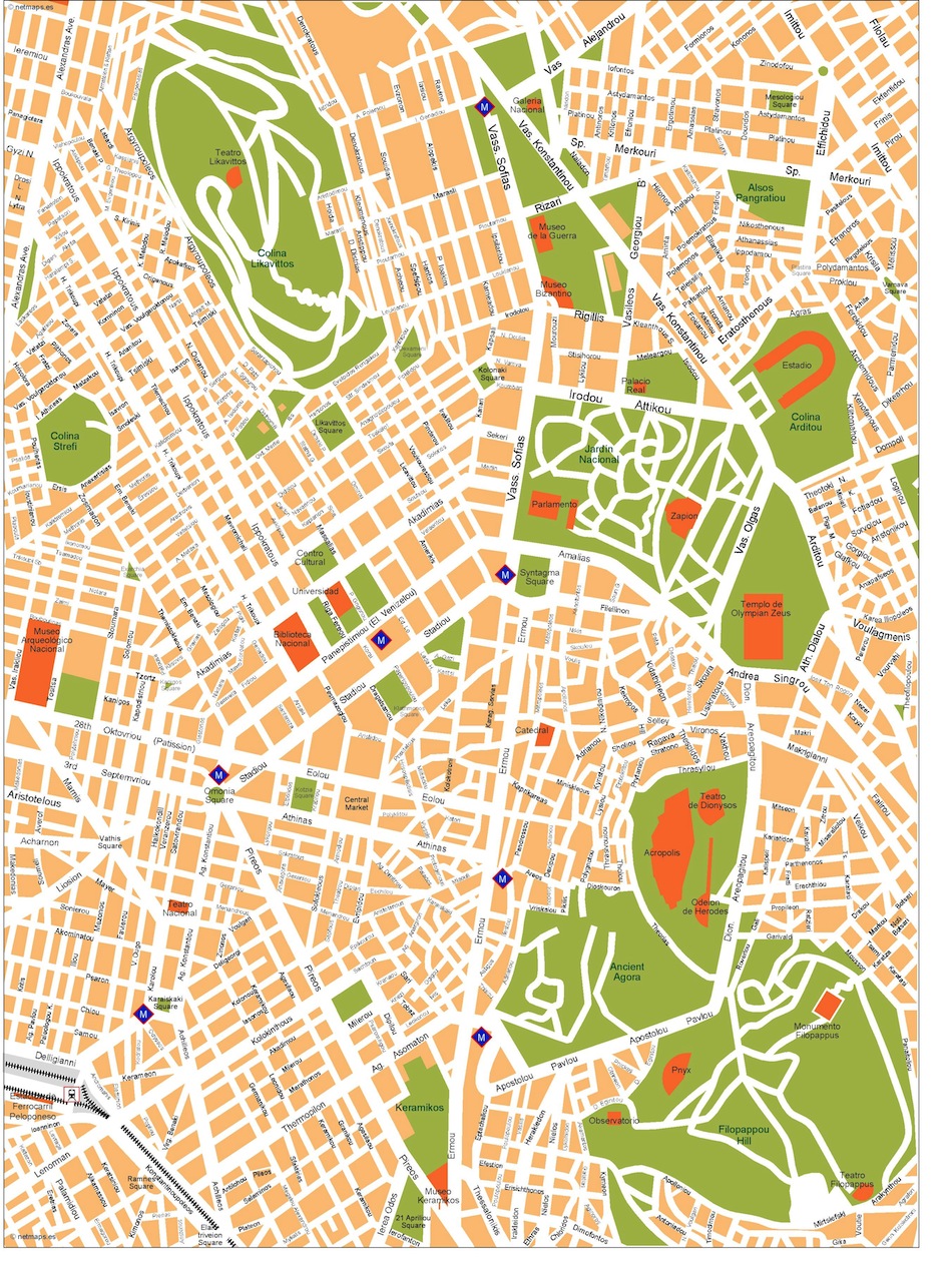 Athens eps illustrator vector map
