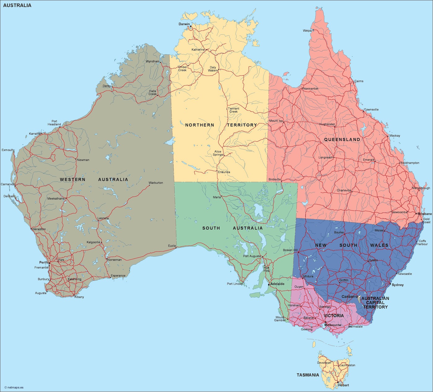 Australia political eps map vector