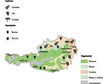Austria Agricultural eps map vector