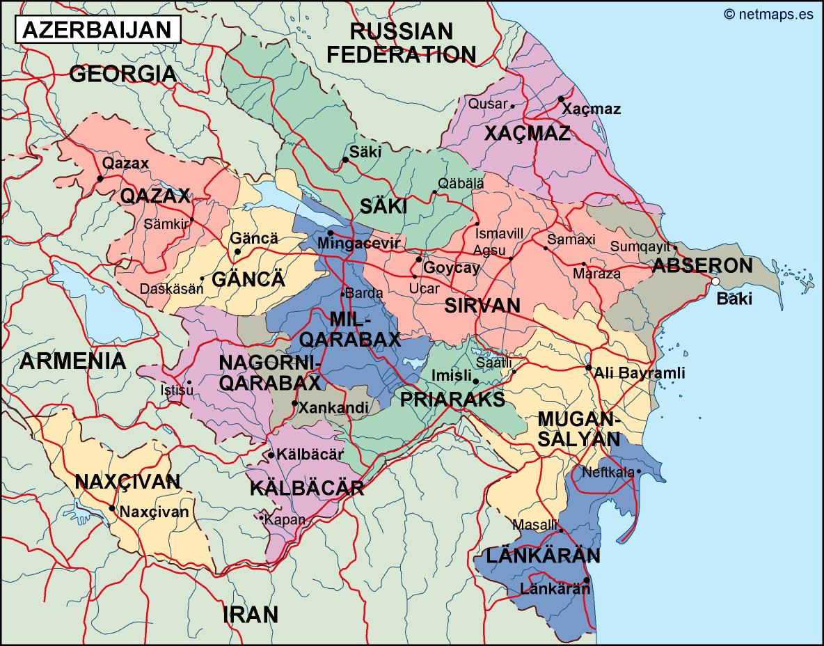 Azerbaijan political eps map vector
