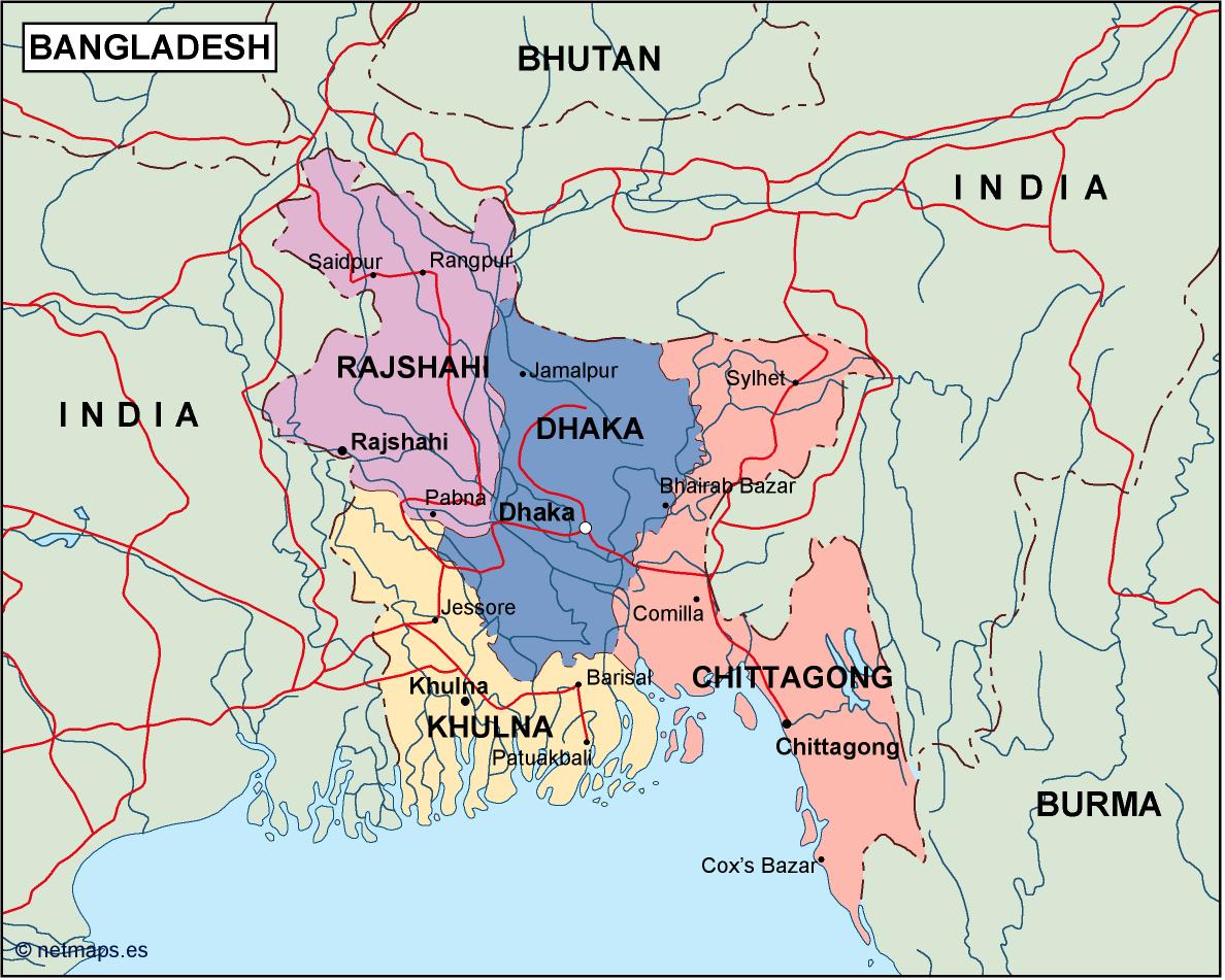 Bangladesh political eps map vector