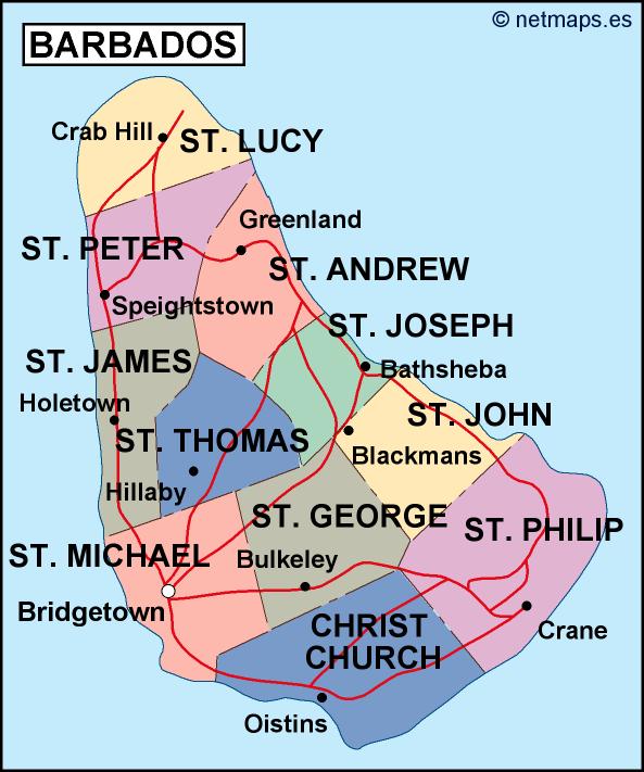 Barbados political eps map vector