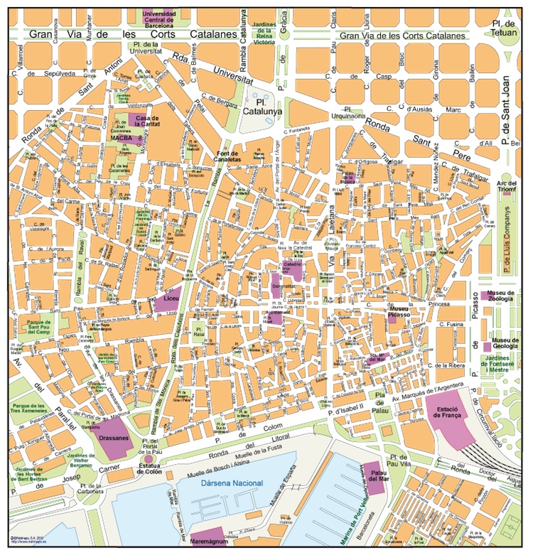 Barcelona Old Town eps illustrator vector map