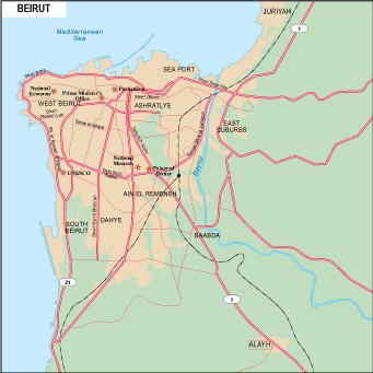 Beirut city eps map vector