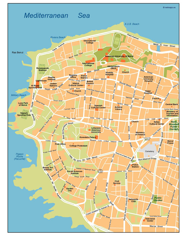 Beirut Illustrator eps map vector