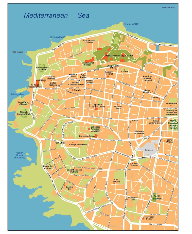 Beirut eps illustrator vector map