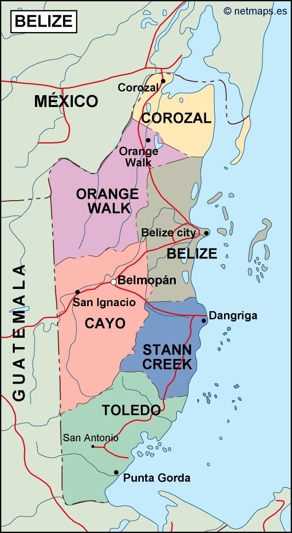Belize political eps map vector