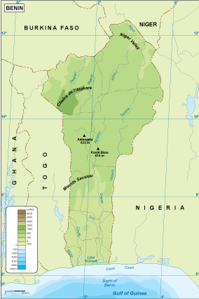 Benin physical eps map vector