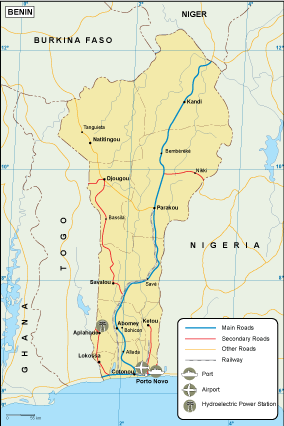 Benin transportation eps map vector