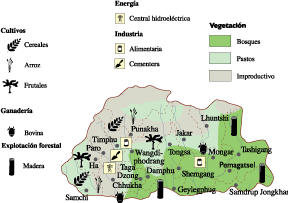 Bhutan Economic eps map vector