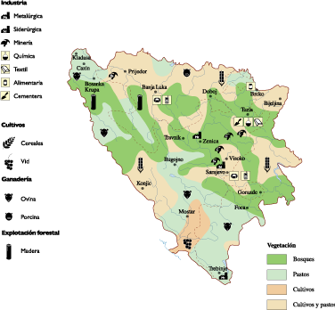 Bosnia Herzegovina Economic eps map vector