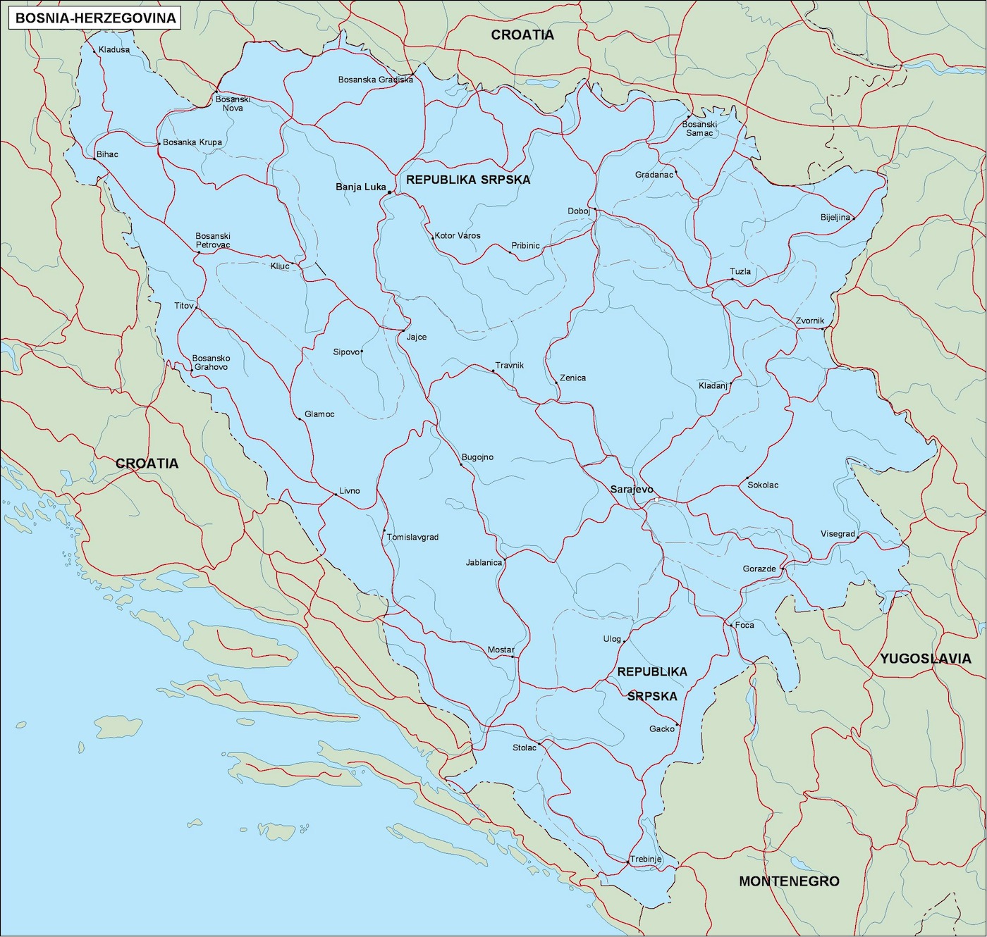 Bosnia herzegovina political eps map vector