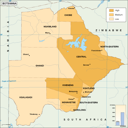 Botswana economic eps map vector