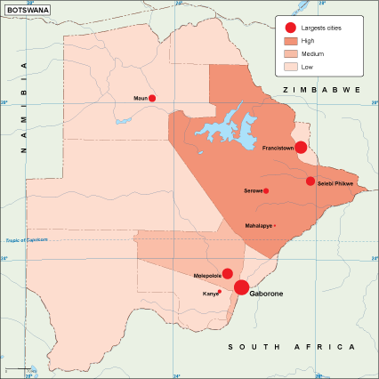 Botswana population eps map vector