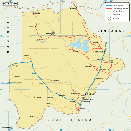 Botswana transportation eps map vector