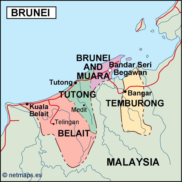 Brunei political eps map vector