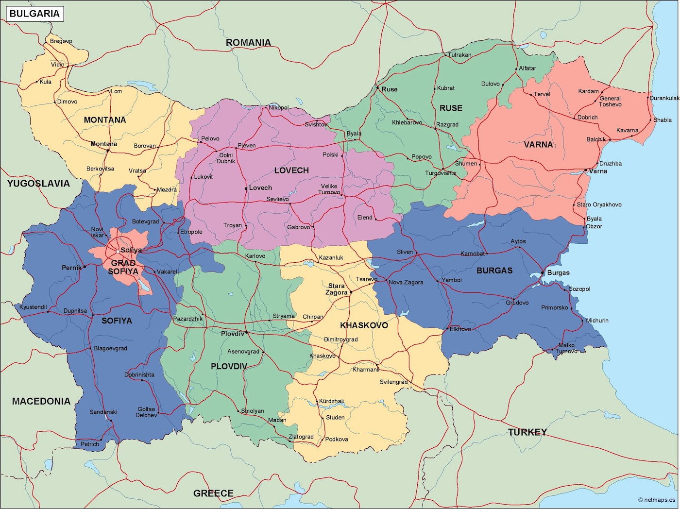 Bulgaria political eps map vector