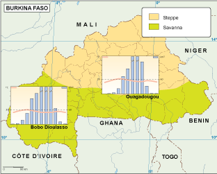 Burkina Faso climate eps map vector