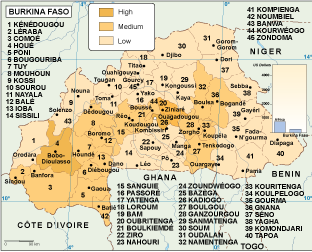 Burkina Faso economic eps map vector