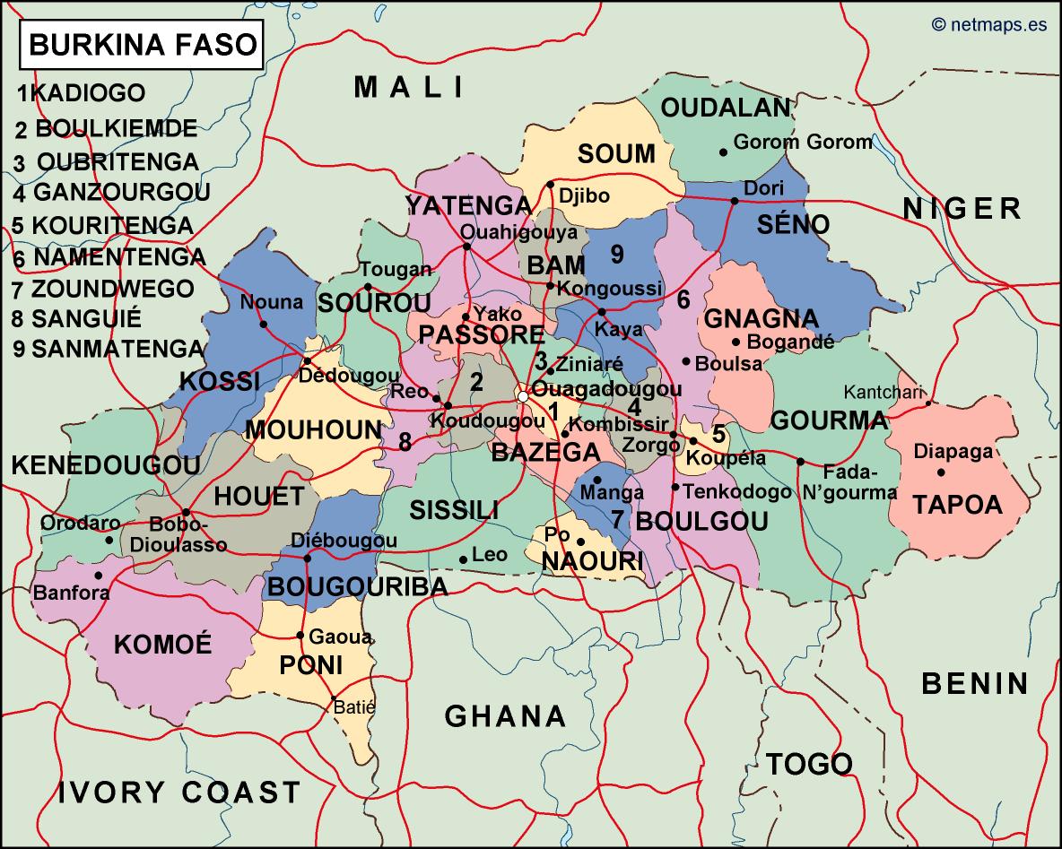 Burkina faso political eps map vector