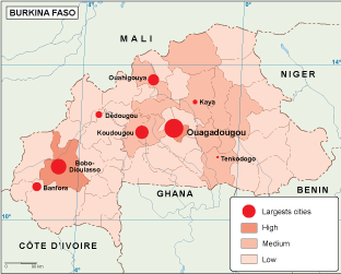 Burkina Faso population eps map vector