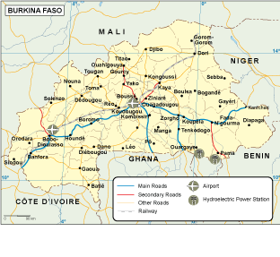 Burkina Faso transportation eps map vector