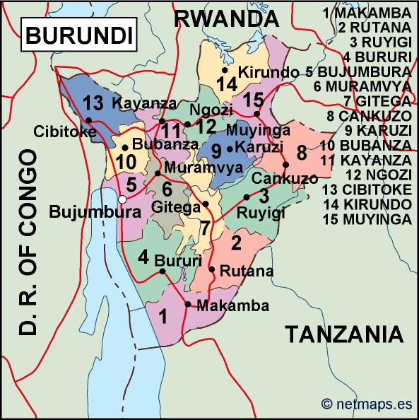 Burundi political eps map vector