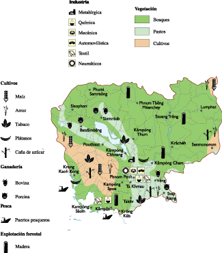 Cambodja Economic eps map vector