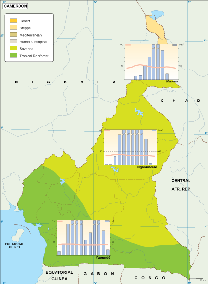 Cameroon climate eps map vector