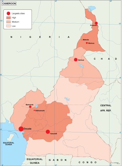 Cameroon population eps map vector