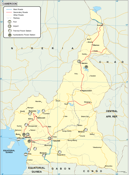 Cameroon transportation eps map vector