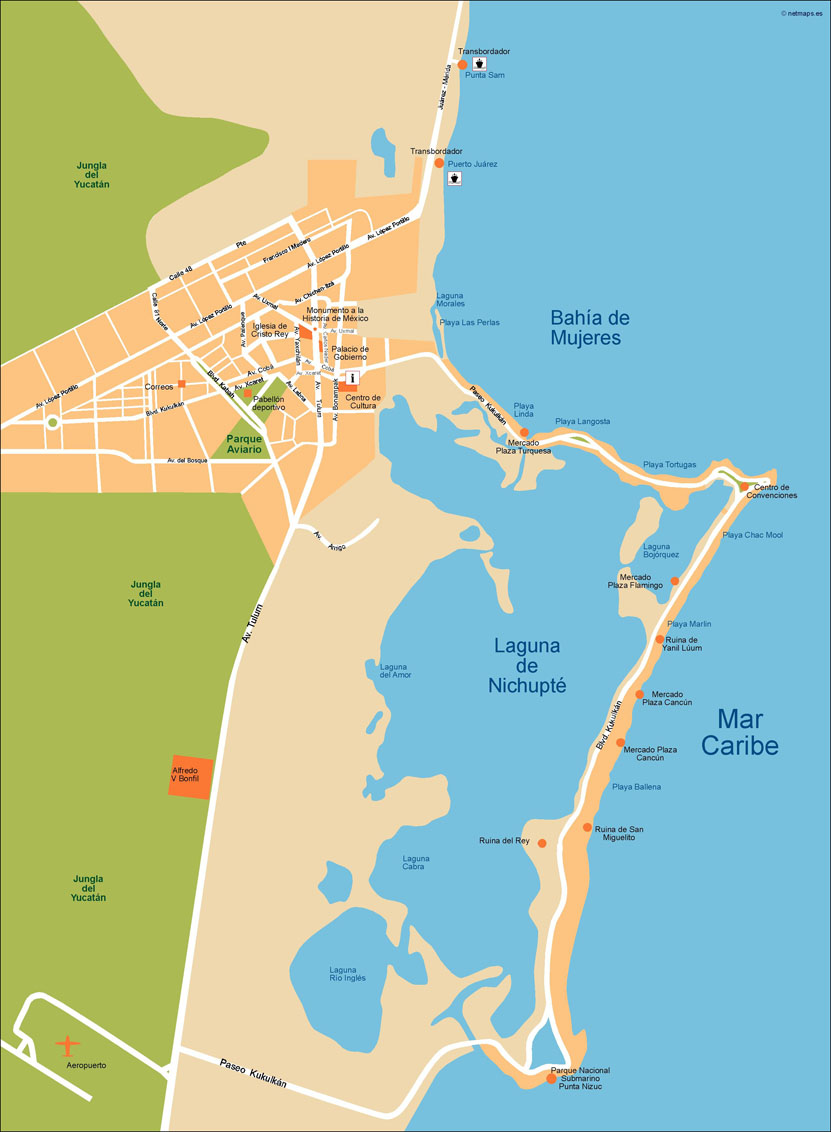 Cancun Illustrator eps map vector