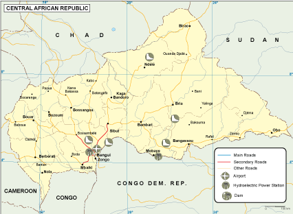 Central Afr Rep transportation eps map vector