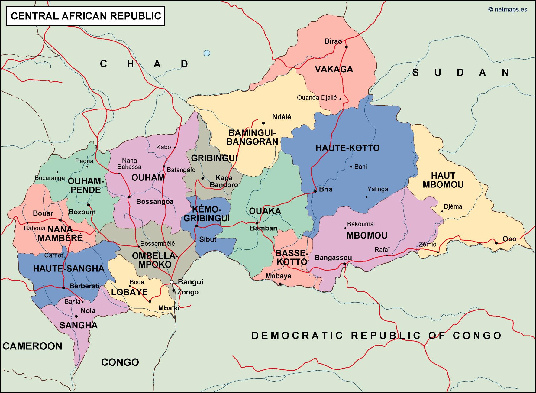 Central africa political eps map vector