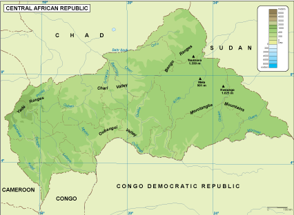 Central African Rep physical eps map vector
