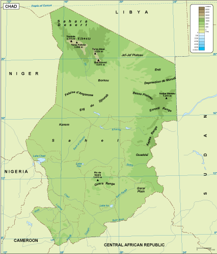 Chad physical eps map vector
